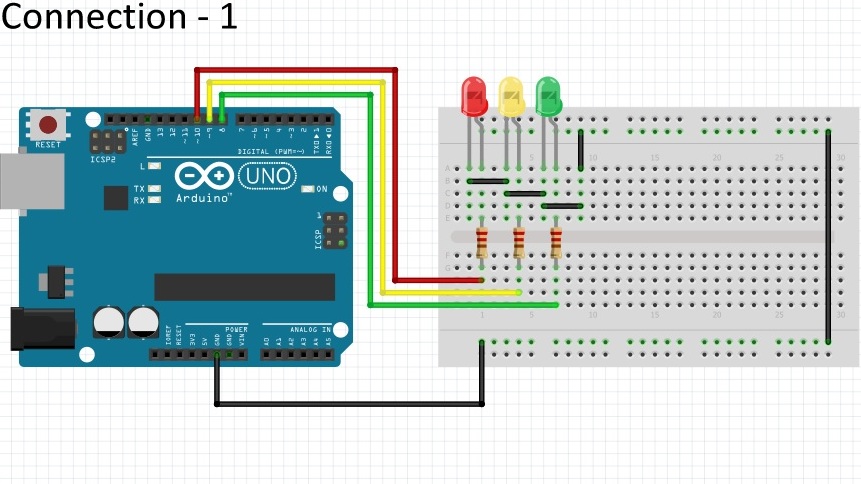 Circuit diagram for traffic lights arduino